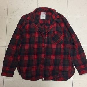 Red Plaid American Eagle Long Sleeve Flannel